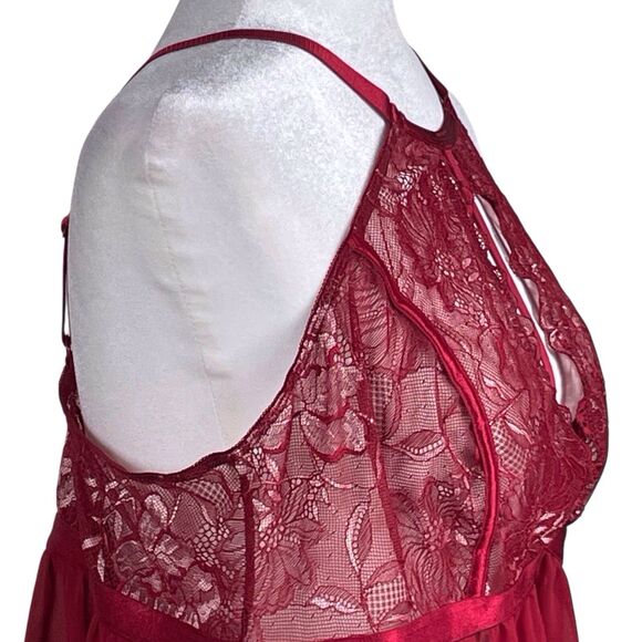 NWT Torrid Lace High Neck Babydoll Size 2 Red Sleeveless Adjustable Straps - Picture 9 of 15